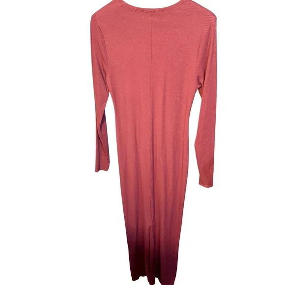 Edited by Remi Bader Mauve Pink Ribbed Long Sleeve Maxi Dress XL Bodycon - Picture 2 of 4